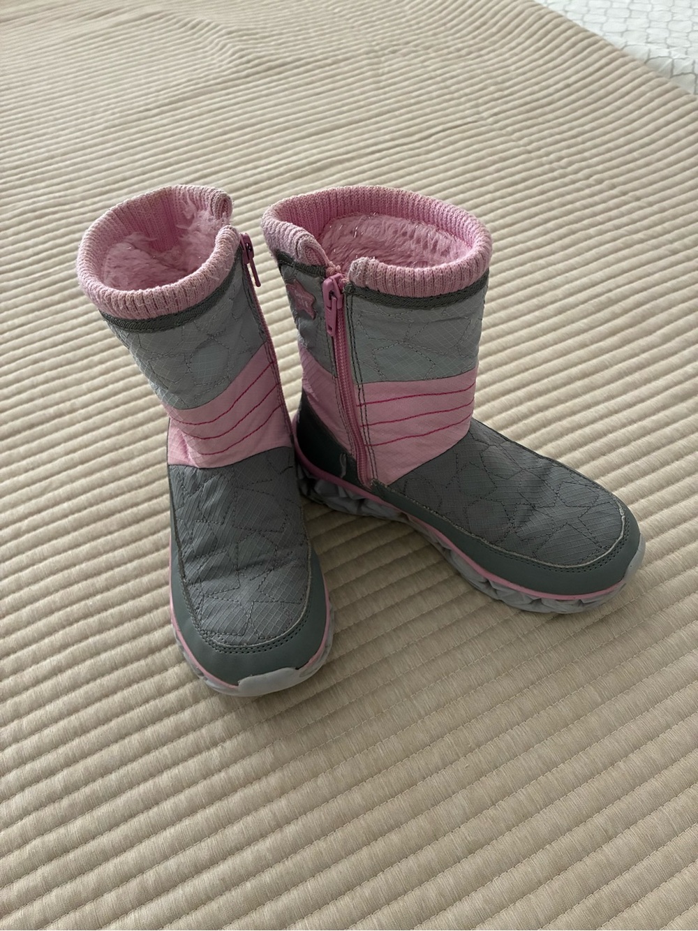 SKECHERS Girls Pink and Gray Winter Boots